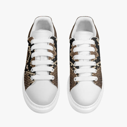 Height Increasing Faux Snake-Skin Leather Oversized Sneakers - Women