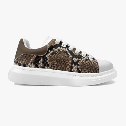 Height Increasing Faux Snake-Skin Leather Oversized Sneakers - Women