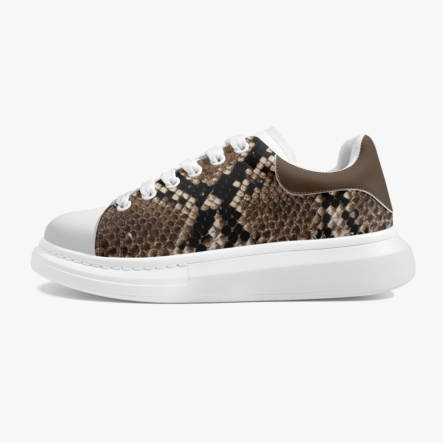 Height Increasing Faux Snake-Skin Leather Oversized Sneakers - Women