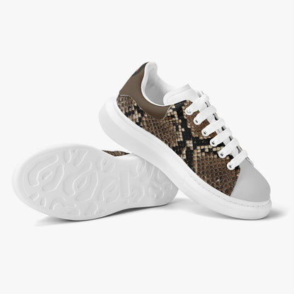 Height Increasing Faux Snake-Skin Leather Oversized Sneakers - Women