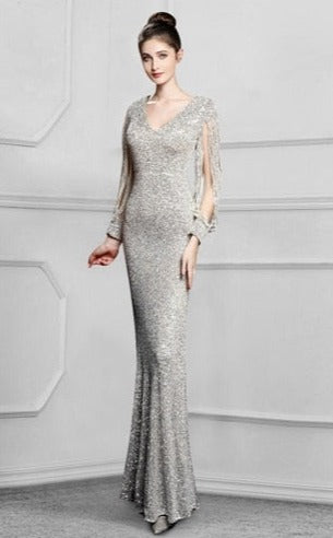 Sexy sleeve sequins Mermaid Evening Dress