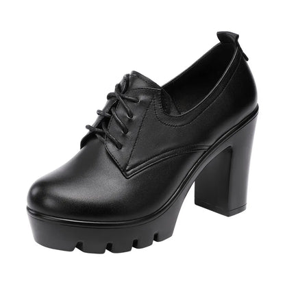 Platform Oxford Deep Mouth Leather Ladies Shoes