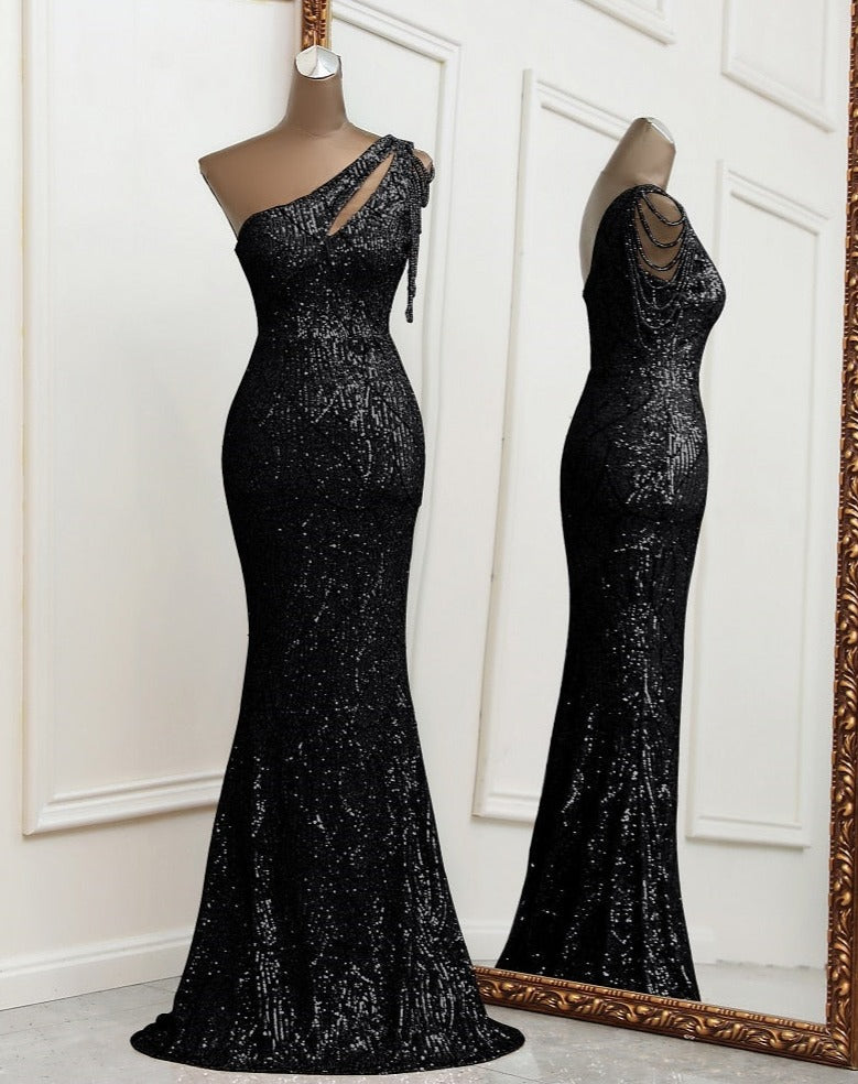 Elegant one shoulder evening dress