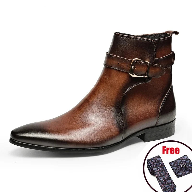 Cow Leather Comfortable Quality Buckle Chelsea Boot