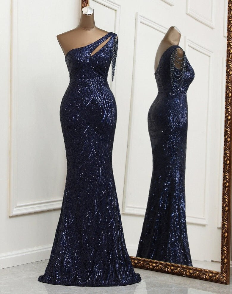 Elegant one shoulder evening dress