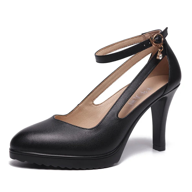 Pointed Toe Buckle Strap Platform Office Lady Pump