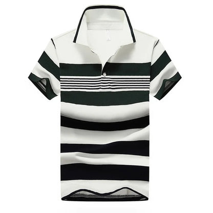 100% Cotton Casual Striped Short Sleeve Shirt Slim Fit