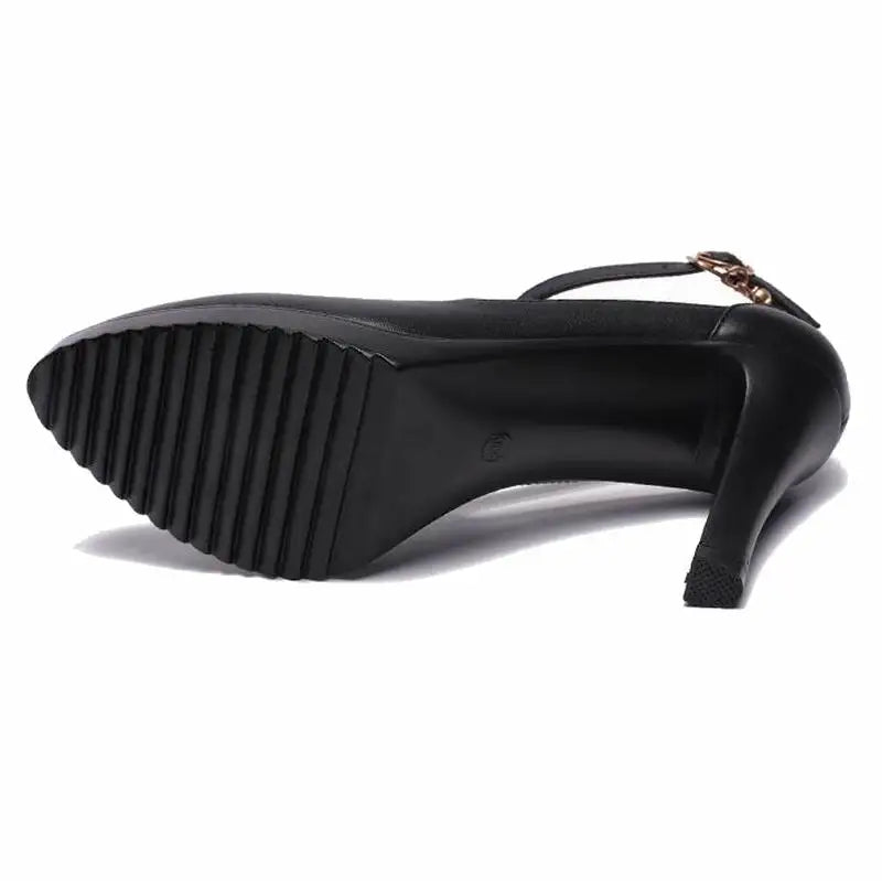 Pointed Toe Buckle Strap Platform Office Lady Pump