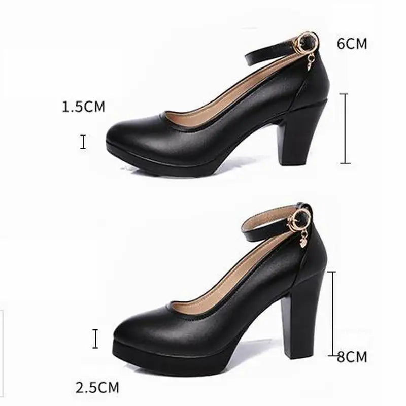 Fashion Round Toe Genuine Leather Pump