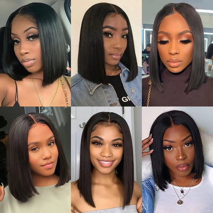 Ready To Wear Hd Lace Preplucked Short Bob Straight Human Hair Wig