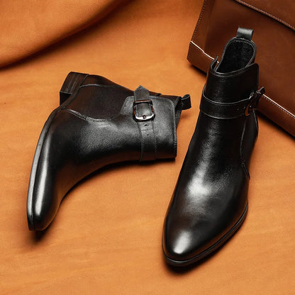 Cow Leather Comfortable Quality Buckle Chelsea Boot