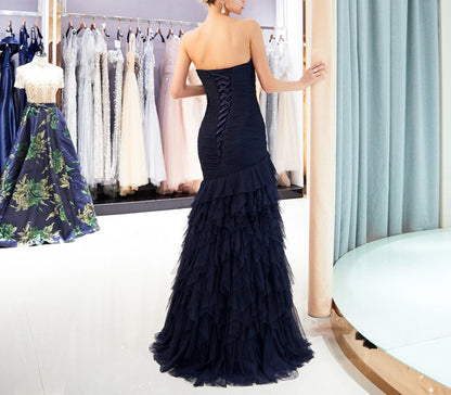 Elegant Sweetheart Long Formal Dubai Ruffle Gown