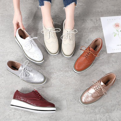 Fashion Platform Genuine Leather Flats Shoes