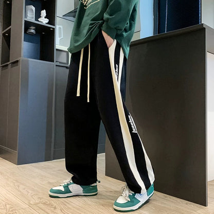 Trendy Men-Style Autumn Leisure American-Style Straight-Leg Sweatpants