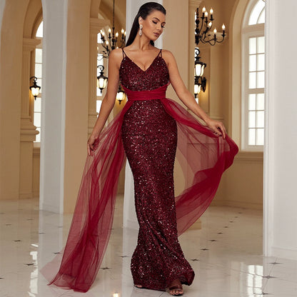 Sequin Sleeveless Evening Long Gown