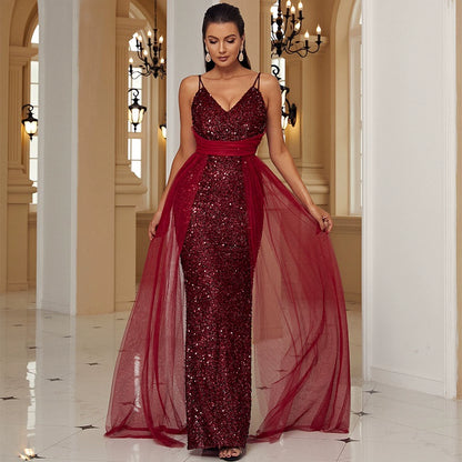 Sequin Sleeveless Evening Long Gown