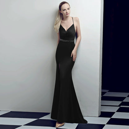 Trailing Slim-Fit Sheath Host Party Evening Dress