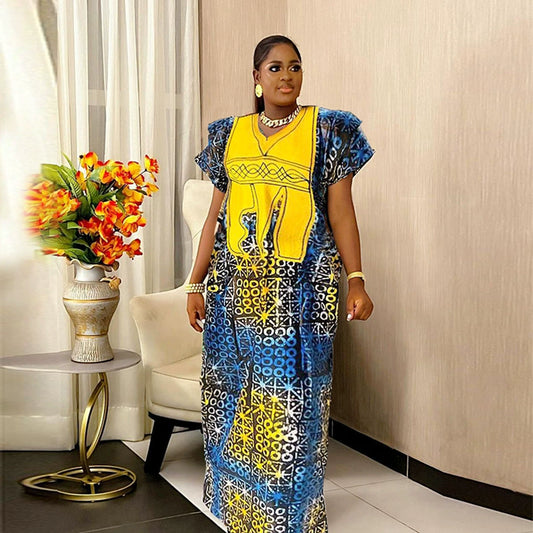 plus Size Printed  Embroidery Long Robe