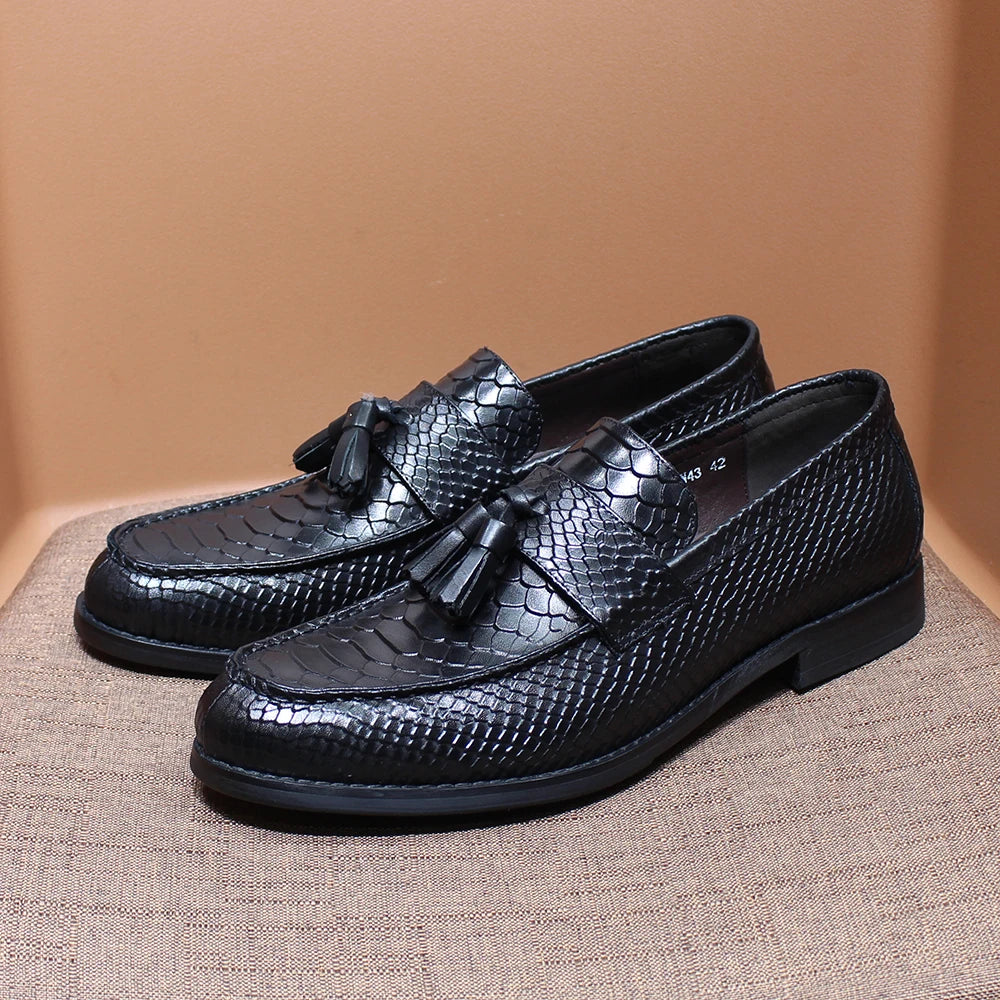 Luxury Snake Print Slip on Comfortable Office Loafers