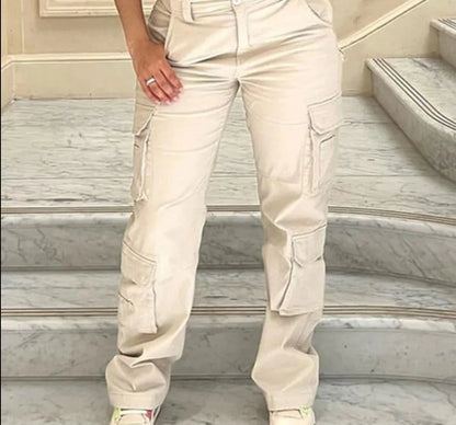 Fashion Vintage Straight Denim Cargo Pants