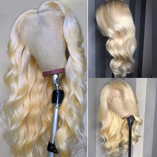 Honey Blonde Body Wave HD Transparent Lace Frontal Wig.