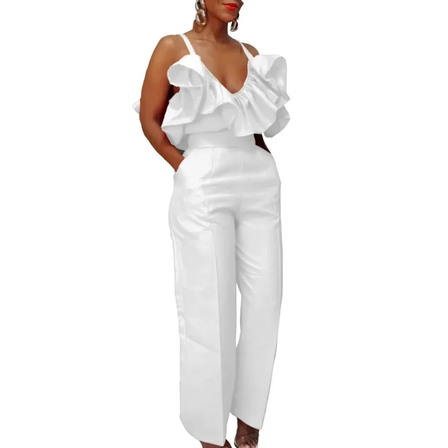 Elegant V-neck Sleeveless 2 Piece Top Long Pant Matching Set