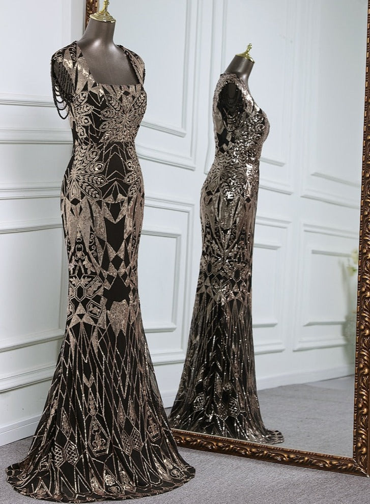 Elegant long party sequin dresses for wedding