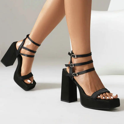 Luxury High Heeled Open Toe Block Heels Platform Sandals