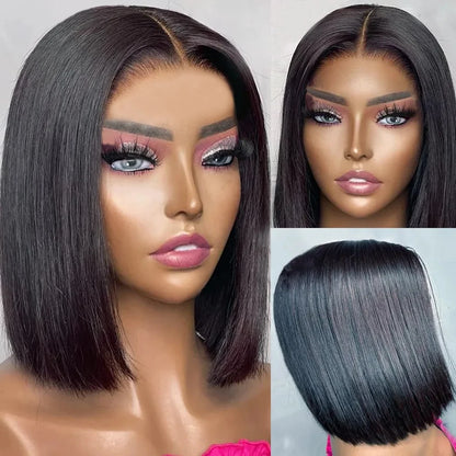 Ready To Wear Hd Lace Preplucked Short Bob Straight Human Hair Wig