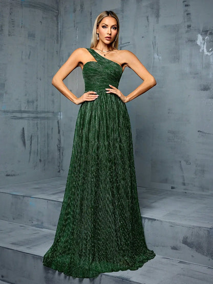 One shoulder irregular wire long skirt Party dress