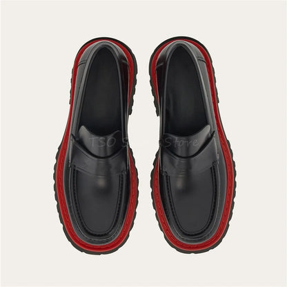 Genuine Leather Retro British Style Thick Sole Loafers