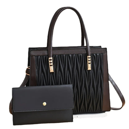 Fashion PU Leather Pleated Top-Handle Shoulder Bag