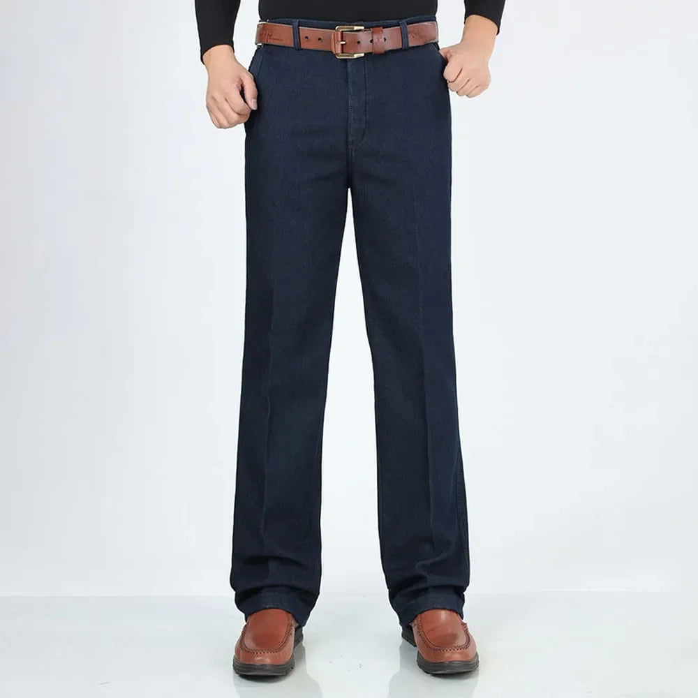 Classic High Quality Thick Fleece Warm Elastic Denim Pant