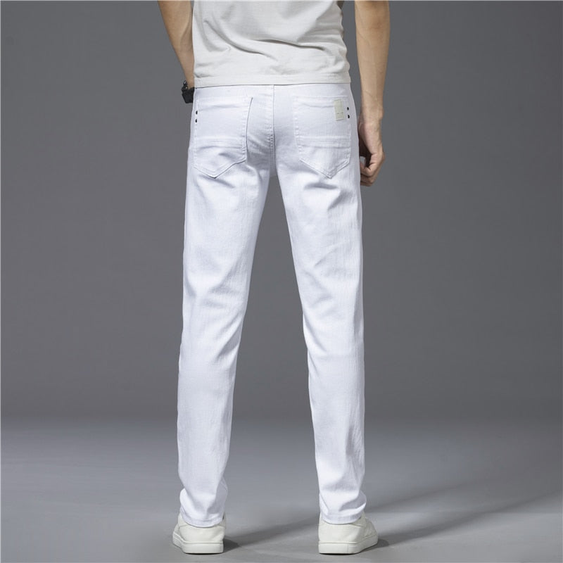 White Fashion Casual Classic Style Slim Fit Soft Stretch Jeans