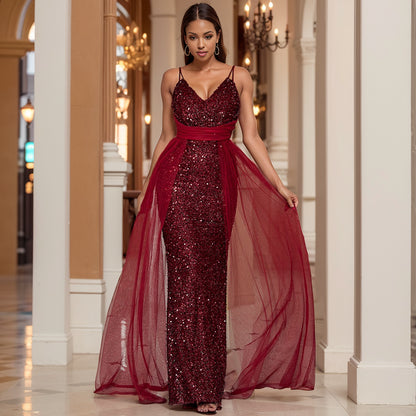 Sequin Sleeveless Evening Long Gown