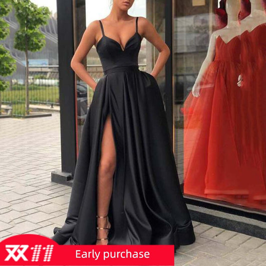 Spaghetti Strap Floor Length Evening Dress