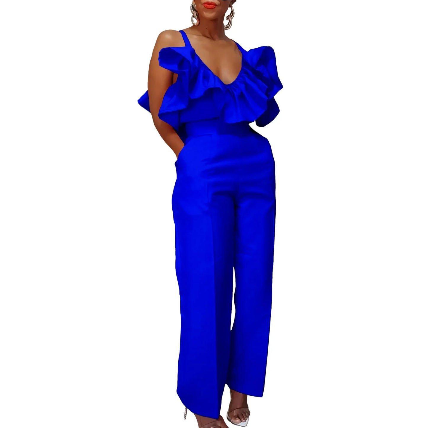 Elegant V-neck Sleeveless 2 Piece Top Long Pant Matching Set