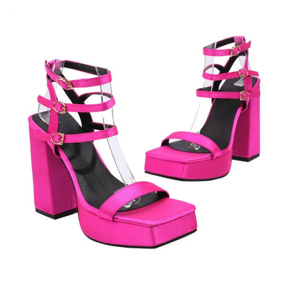 Luxury High Heeled Open Toe Block Heels Platform Sandals