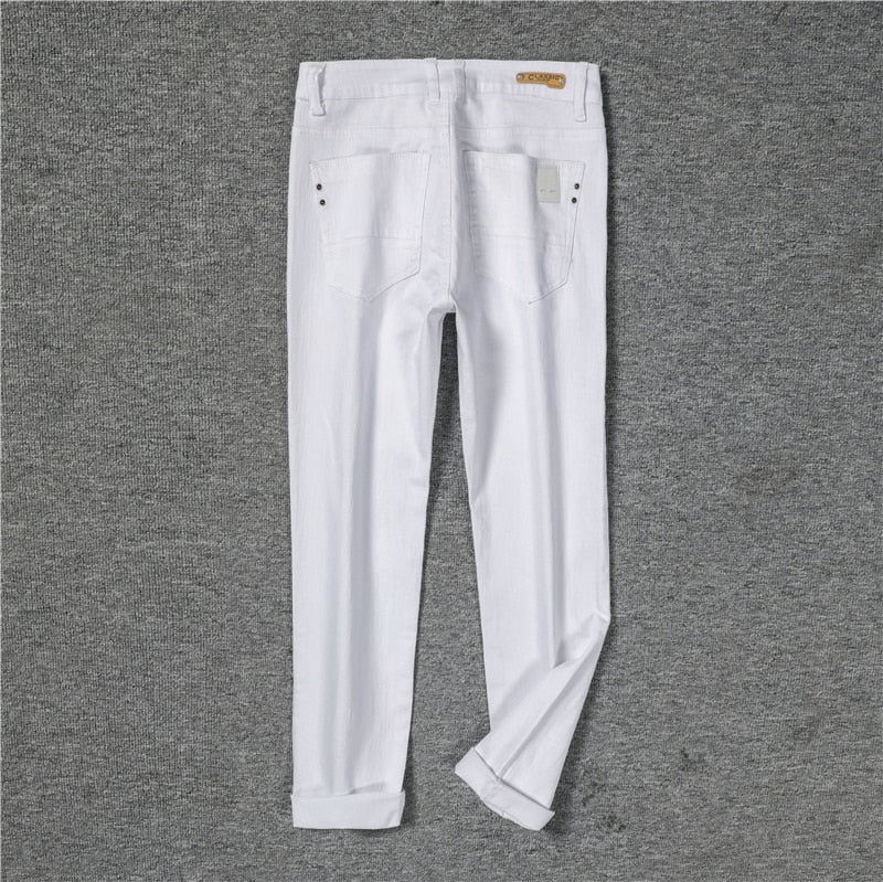 White Fashion Casual Classic Style Slim Fit Soft Stretch Jeans