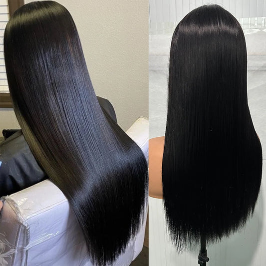 100% Double Drawn Hair Bone Silky Straight 300 Density HD 2X6 4x4 Closure Glueless Wigs Wear And Go Pre Plucked