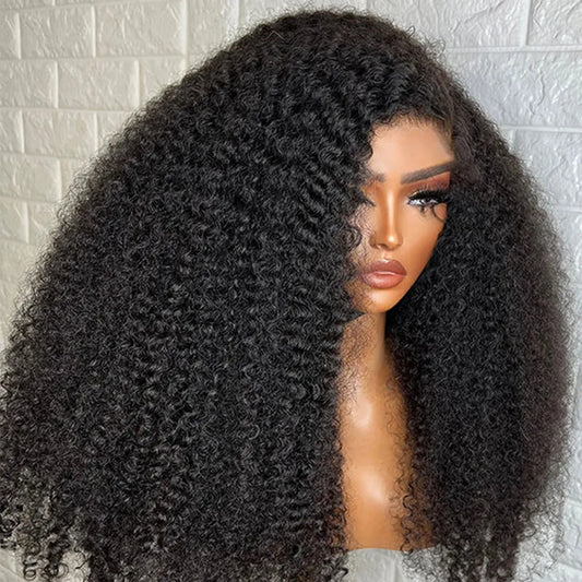 300% Density HD Transparent Lace  Kinky Curly Human Hair Wig