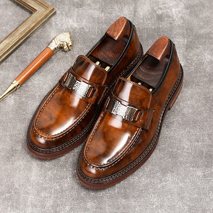 Genuine Leather Designer Platform Chunky Loafers Men - Brown