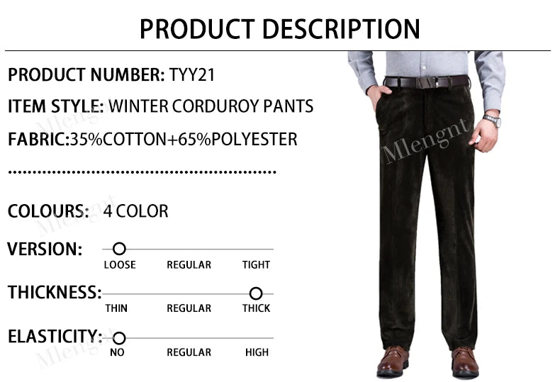 Big Size Winter Warm Fleece Corduroy Long Pants