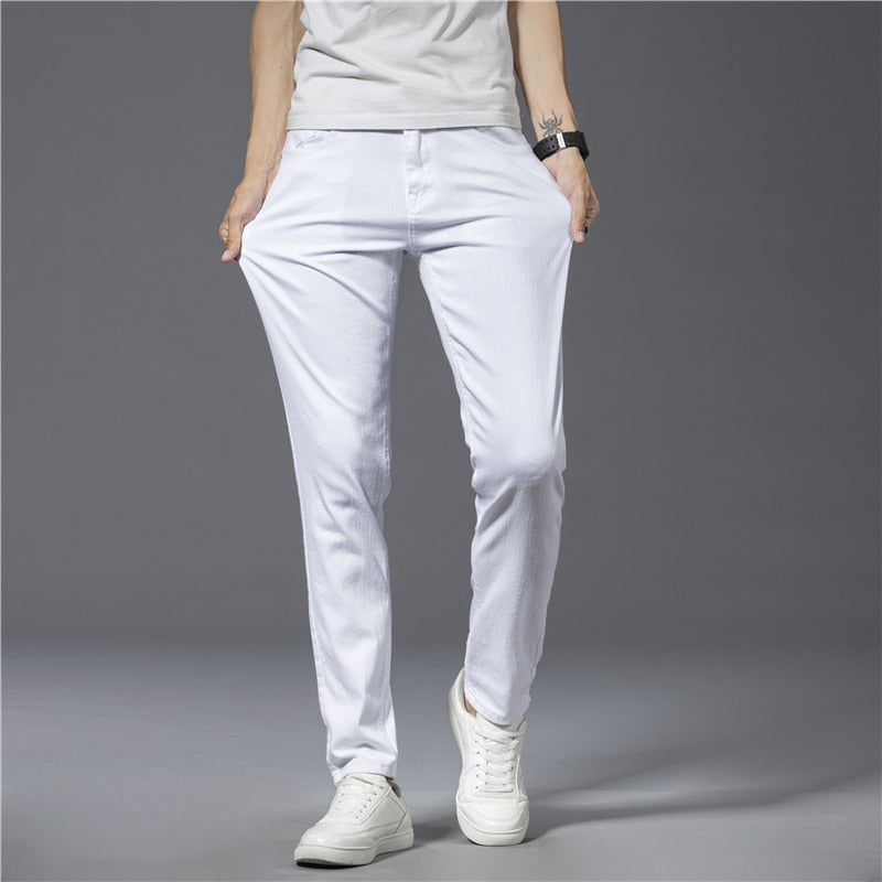 White Fashion Casual Classic Style Slim Fit Soft Stretch Jeans