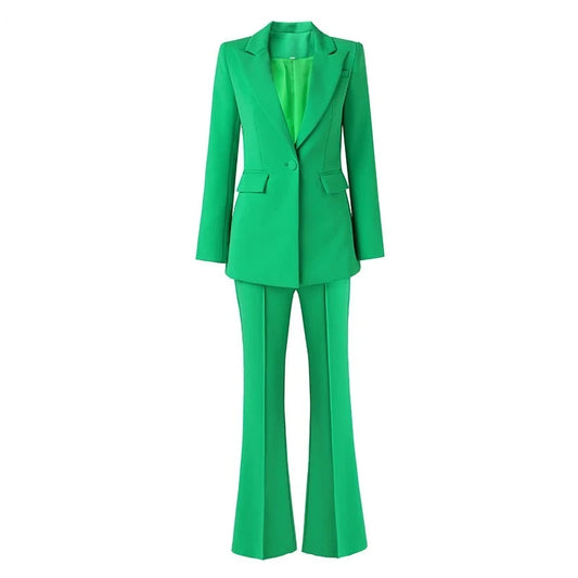 Plain Candy Color 2 Piece Matching Pants Set suit