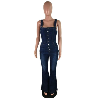 Fashion Button Denim Jumpsuit