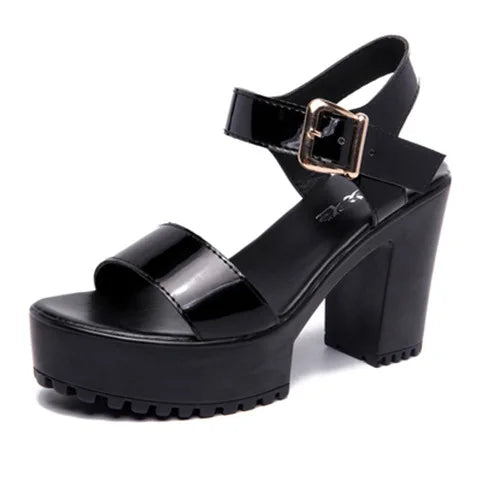 Fashion Platform Peep Toe Buckle Strap Sandal