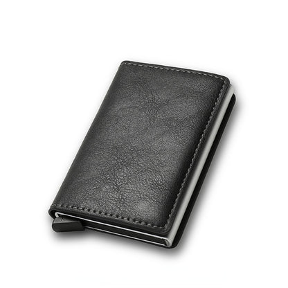 Slim Mini Trifold Leather Carbon Fiber Card Holder for Men (Customizable with Name)