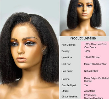 Kinky Straight Bob Wig with Younger Kinky Edges