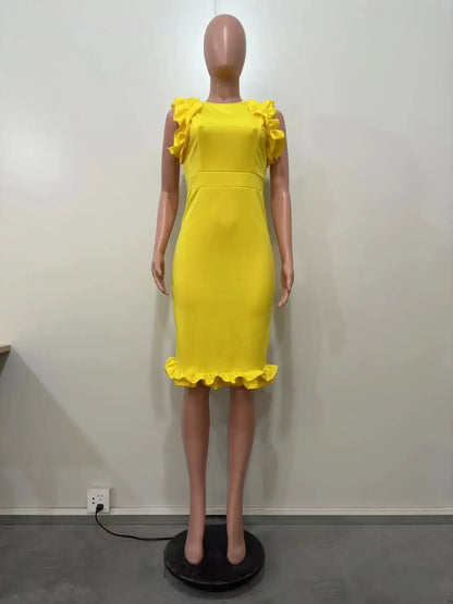 Elegant Sleeveless O-neck Knee-length Dress
